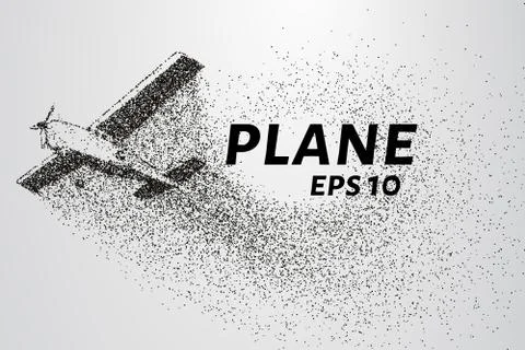 The plane of the particles. Passenger plane consists of small circles. Stock Illustration