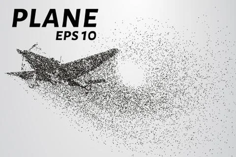 The plane of the particles. Passenger plane consists of small circles. Stock Illustration