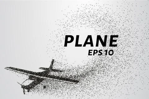 The plane of the particles. Passenger plane consists of small circles. Illustrazione stock