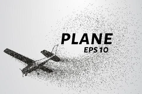 The plane of the particles. Passenger plane consists of small circles. Stock Illustration