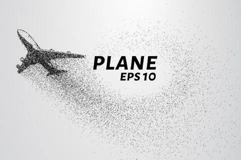 The plane of the particles. The plane climbs and the wind it rips small piece Stock Illustration
