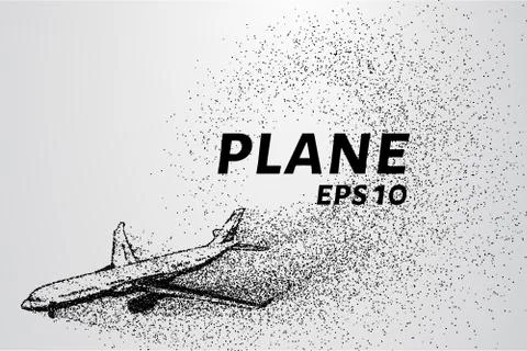 The plane of the particles. The plane climbs and the wind it rips small pie.. Stock Illustration