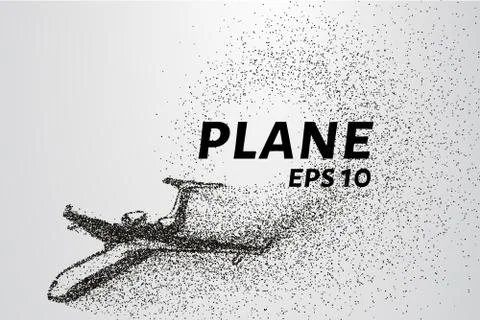 The plane of the particles. The plane climbs and the wind it rips small pie.. Stock Illustration