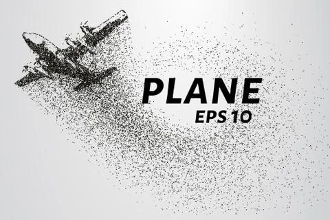 The plane of the particles. The plane climbs and the wind it rips small pie.. Stock Illustration