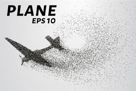 The plane of the particles. The plane climbs and the wind it rips small pie.. Stock Illustration