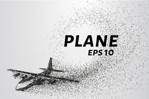The plane of the particles. The plane climbs and the wind it rips small pie.. Stock Illustration