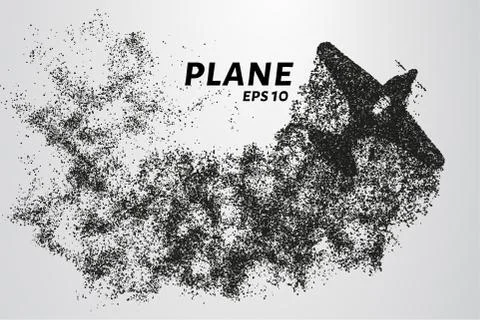 The plane of the particles. The plane climbs and the wind it rips small piece Stock Illustration