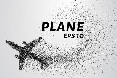 The plane of the particles. The plane disintegrated into small molecules. T.. Stock Illustration