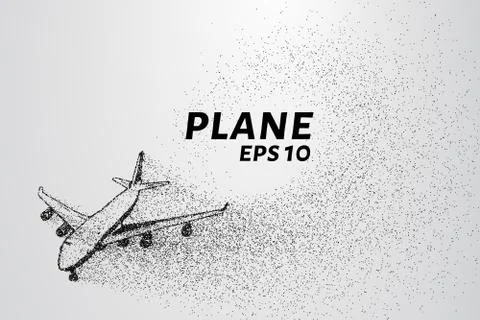 The plane of the particles. The plane disintegrates to smaller molecules. Stock Illustration