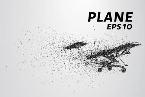 The plane of the particles. The plane disintegrates to smaller molecules. The Stock Illustration