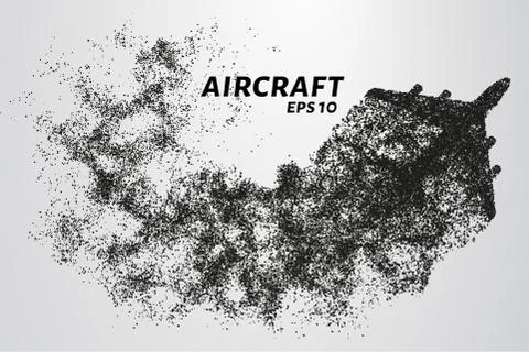 The plane of the particles. The plane disintegrates to smaller molecules. vec Stock Illustration