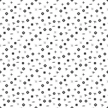 Plane pattern. Seamless airplane background with different types of planes.  Stock Illustration