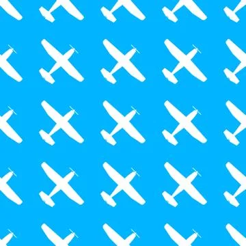 Plane pattern. Seamless airplane texture. Planes in the sky. Vector illustration Stock Illustration