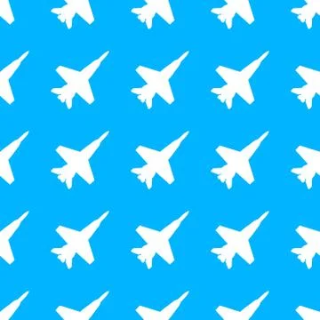 Plane pattern. Seamless airplane texture. Planes in the sky. Vector illustration Stock Illustration