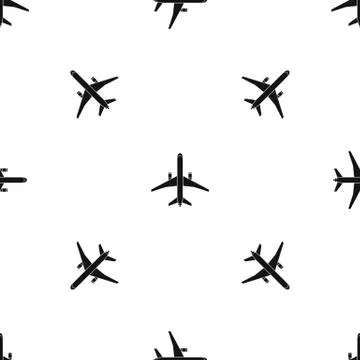 Plane pattern seamless black Stock Illustration
