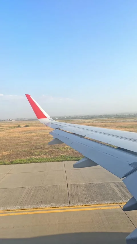 The plane picks up speed on the runway before takeoff Stock Footage 305600161