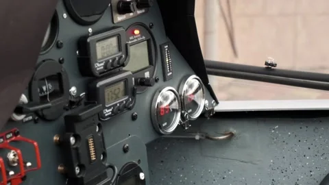 Plane pilot panel devices closeup Stock Footage 155410100