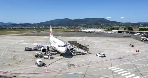 Plane prepares to leave Stock Footage 74401155