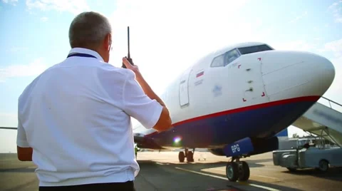 Plane prepares for takeoff, slow-motion Stock Footage 53867115