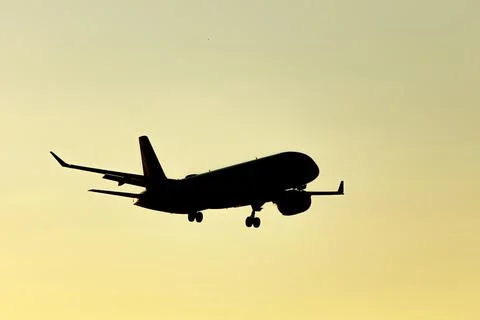 The plane is preparing for landing. Foto stock