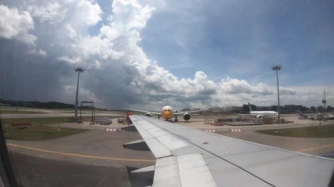 Plane preparing landing from the window view Stock Footage 111069232