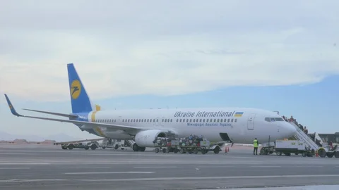 The Plane is Preparing to Take Off the Airport Stock Footage 128930476