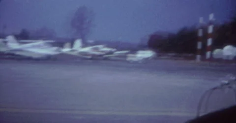 Plane Privat Landing Airport 60s 70s 16mm USA Stock Footage 46941353