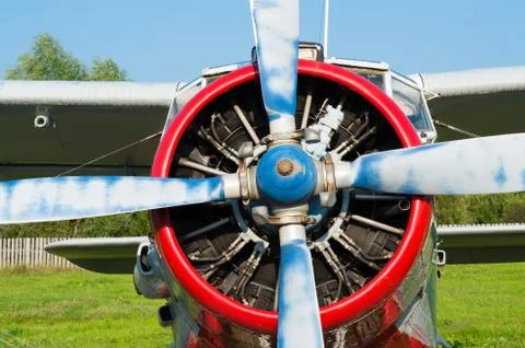 Plane with propeller closeup Stock Photos