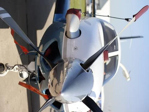 Plane with propeller closeup. Stock Photos