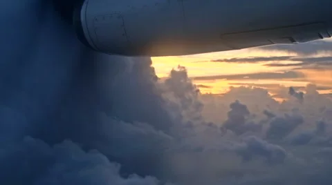 Plane propeller slow mo past sunrise dramatic cloud 03 스톡 동영상 49944460