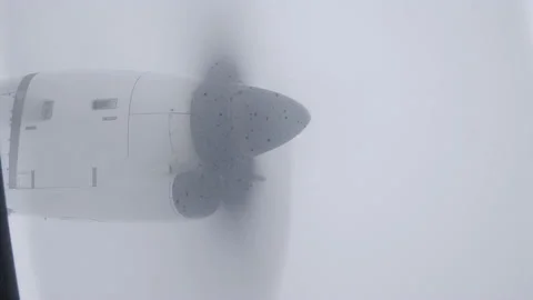 Plane Propellers Fly In Fog Stock Footage 170634460