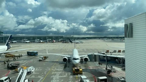 Plane Pushing Back at Airport Timelapse Stock Footage 159551953