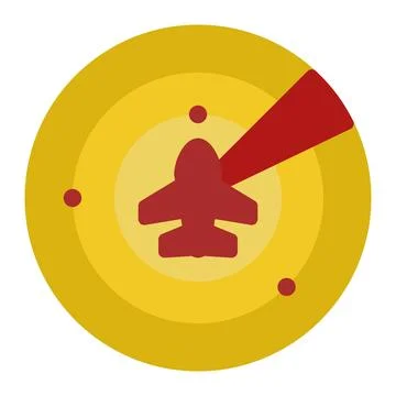Plane Radar icon in Flat Style. Color Fill Stock Illustration
