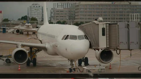 Plane ready to board passengers Stock Footage 296594475
