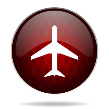 .plane red glossy web icon on white background. Ilustración de archivo