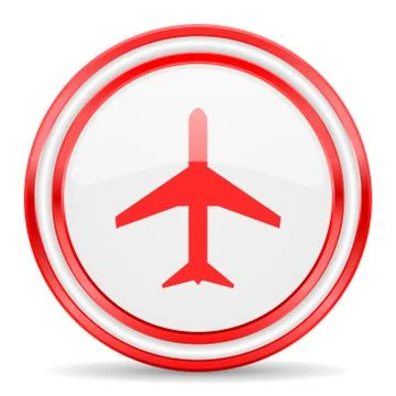 Plane red white glossy web icon Ilustración de archivo