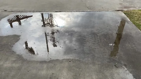 Plane reflects in puddle Stock Footage 300159561