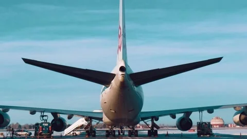 The plane is refueled before the flight Stock Footage 145968344