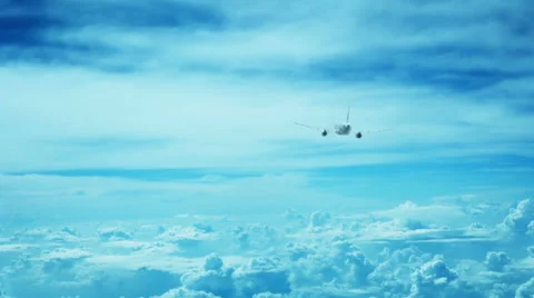 The plane rises above the clouds. back view Stock Footage 40975459