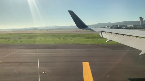 Plane Rolling On Runway Stock Footage 166129227