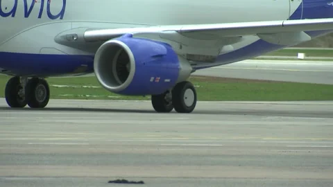 The plane rolls on the runway Video stock 88738054