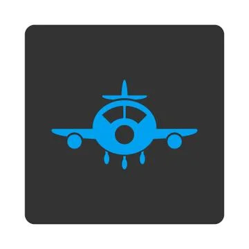 Plane Rounded Square Button Stock Illustration