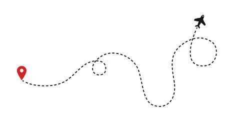 Plane route concept with plane path and map pointers. Stock Illustration