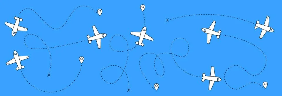 Plane route map collection 库存插图