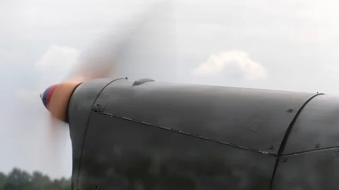 Plane on the runway. The historical war plane waiting for the start. Stock Footage 123002050