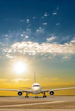 Plane on runway Foto stock