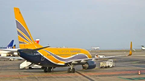A plane on the runway Stock Photos