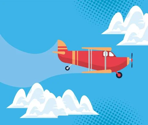 Plane side view in sky Stock Illustration