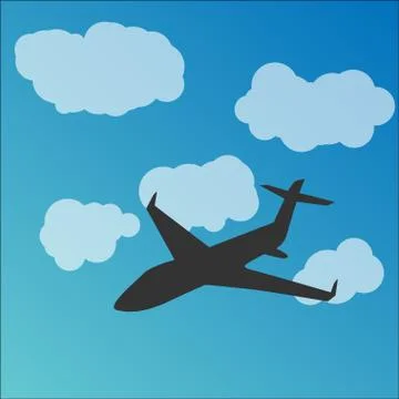 Plane silhouette in the sky Stock Illustration