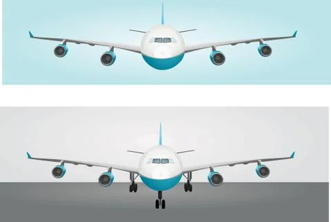 Plane on the sky and landing Illustrazione stock